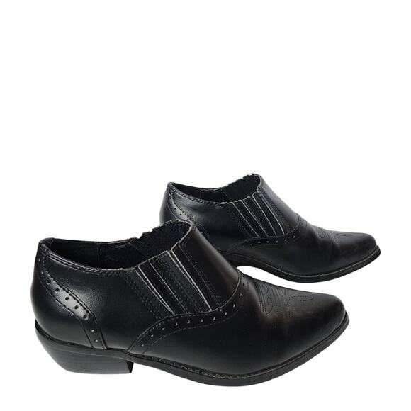 Dingo Western Boots Womens Sz 7W Black Leather Low Ankle Western Casual Booties - Picture 1 of 11